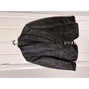 Mgnaie Suits for Men Size LG Black Embossed Florals 2 Pieces Shawl Lapel M210